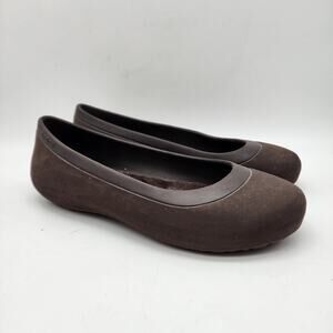 Crocs Mammoth Flats Womens Size 8 Brown Ballet Fur Lined Slip On Casual Neutral